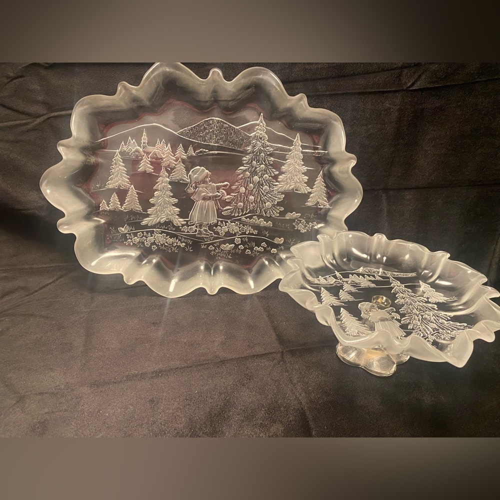 Mikasa Vintage 1980’s “Christmas Story” Serving Plate & footed  Bowl Compote